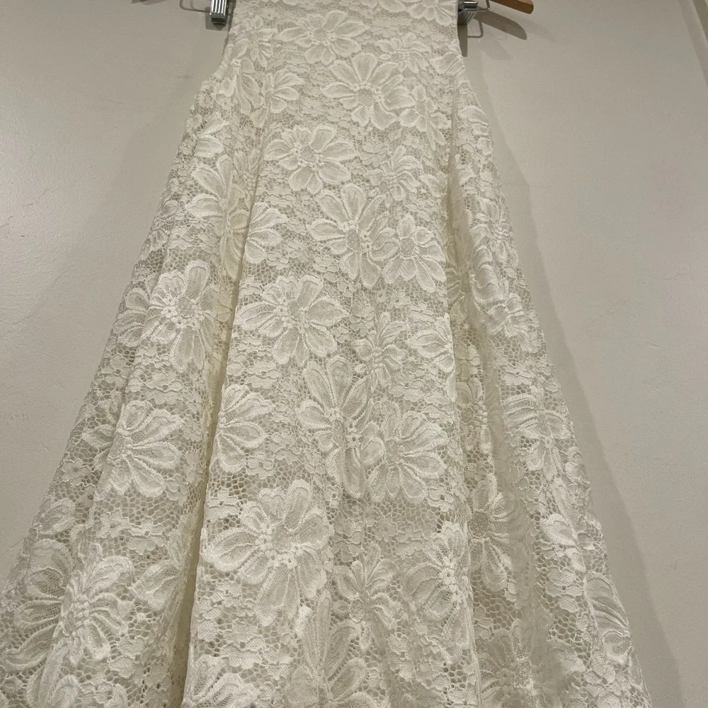 Ginger G Ivory‎ Floral Lace Mini Dress Coquette Boho Fairycore S Cottage Core